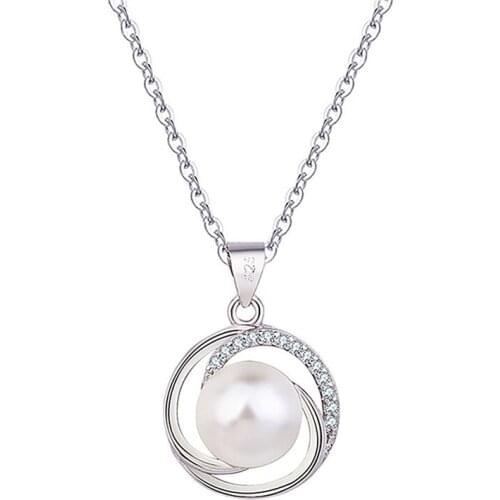 New Arrival Princess Pearl CZ Pendant Necklace For Girl Jewelry True 925 Sterling Silver Necklace Female Choker Accessories Lady