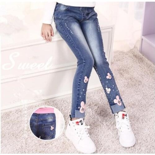 2021 Autumn Childrens Clothes Girls Jeans Casual Slim Thin Denim Baby Girl Jeans For Girls Big Kids Jeans Long Trousers