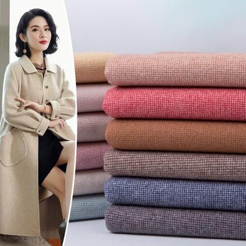 150cmx50cm Autumn Winter Thickening Solid Color Plaid Woollen Cloth Imitation Wool Simple Style Coat DIY Clothing Fabric