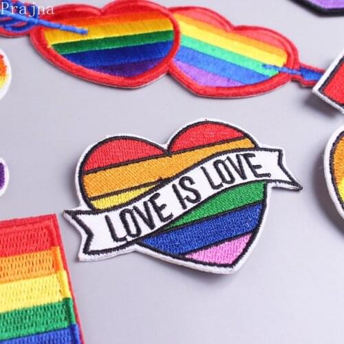 Prajna LGBT Patch Iron on Embroidered Patches For Clothes Pride Gay Patch Badge Stripe Sticker On Clothing Sew On Applique