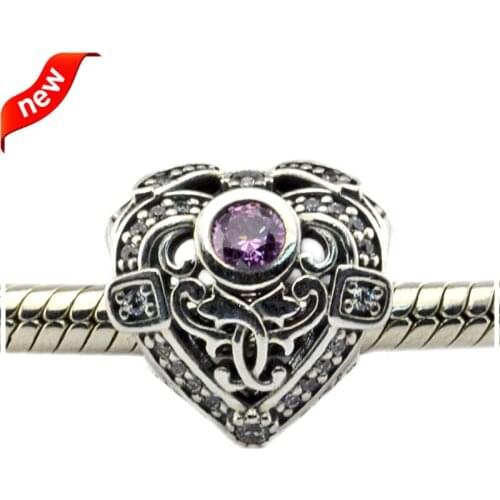 Fits for Pandora Beads Bracelets Opulent Heart Charms 100% 925 Sterling Silver Jewelry Free Shipping