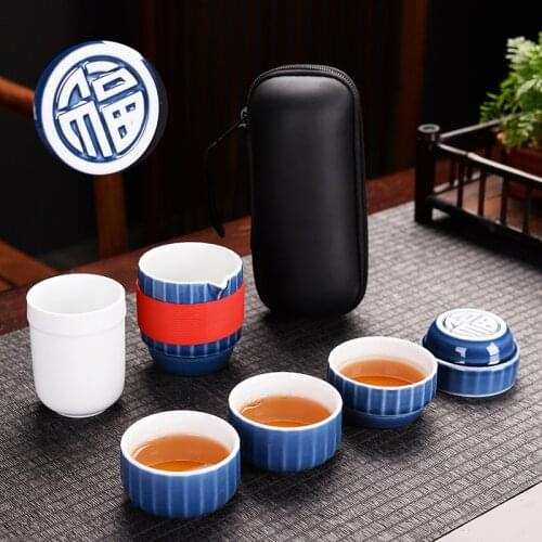 Portable Travel Tea Sets Ceramic Teapot Gaiwan Porcelain Tea Cup Gaiwan Tea Set Tableware