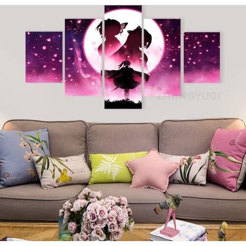 5 panels Nightmare Before Christmas Canvas Painting Wall Art Home Decor Modular Jack Skelington Picture posters and Prints