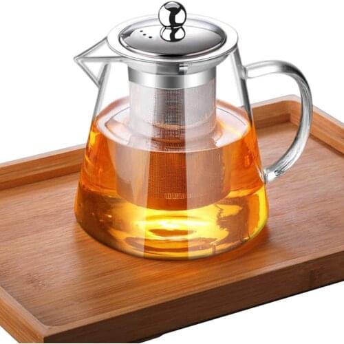 Ultra Clear Heat Resistance Glass Teapot with Removable Stainless Steel Infuser Loose Leaf and Blooming Flower Tea Maker