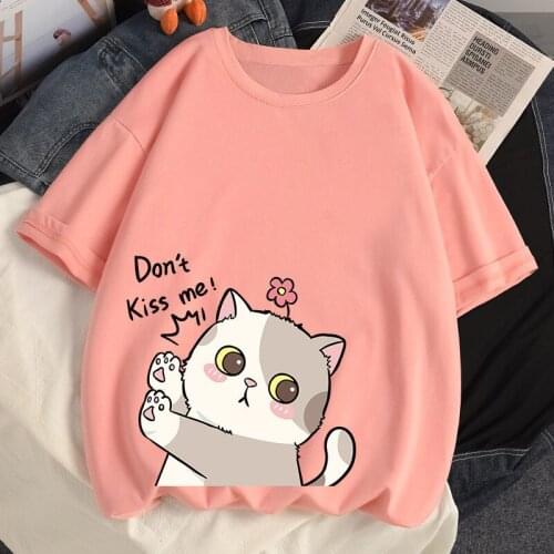Plus Size Cotton T Shirt New Summer 2021 Womens T Shirts Harajuku Cute Style Girl Short Sleeves T Shirt Pink T Shirt Tops K2411