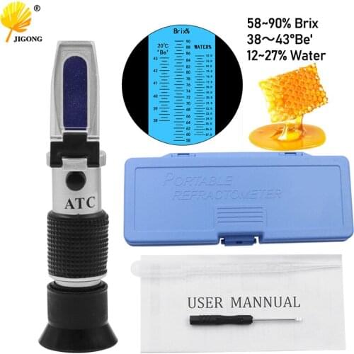 Refractometer honey Tester 58-90% Brix 38-43 ° Baume 12-27% water for beekeeper beekeeper honey refractometer sugar meter reteno
