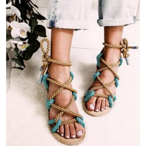 2021 Sandals Woman Shoes Braided Rope With Traditional Casual Style And Simple Creativity Fashion Sandals Women Summer Shoes 41
