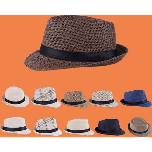 2021 Wholesale Summer Fedoras Hat Panama Beach Straw Hat Men Outdoor Sun Visor Hat Jazz Caps Women Men