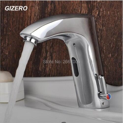 GIZERO Solid Brass Chrome Hot & Cold Mixer Water Saving Brass Automatic Touch free Sensor Faucet for Hotel & Hospital ZR8065