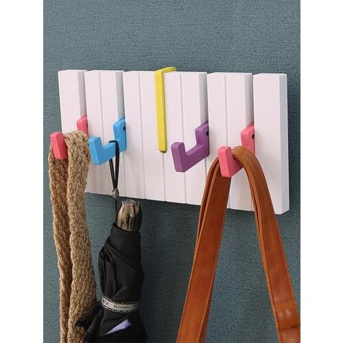 Coat Rack Hook Wooden Piano Style Color Wall Hanging Decoration Rack Magnetic Hanger Key Ring Storage Hook