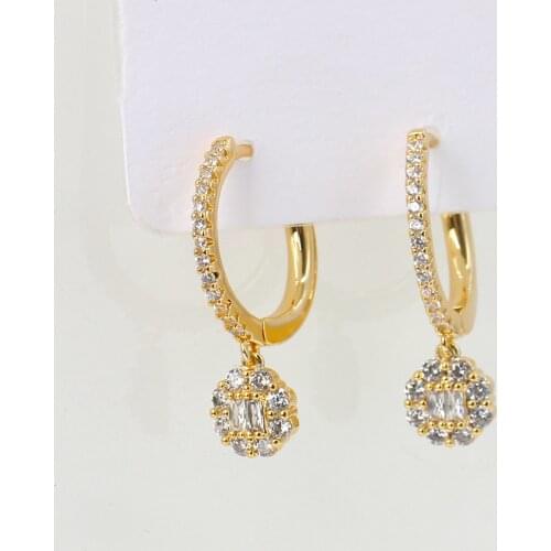 TIRIM Minimalist Dangling CZ Huggie Hoop Earrings Hoops Womens Earring Cubic Zirconia Small Hoops Earing for women