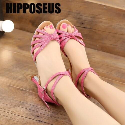 Hipposeus Ballroom Latin Dance Shoes Latin For Women Ladies Girls Cha Cha Tango Modern Dancing Shoes Salsa Sandals Dropshipping