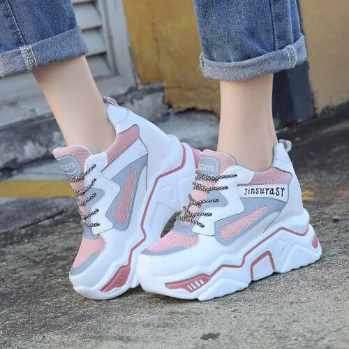 2021 New Platform Women Sneakers Autumn Stylish Thick Sole Casual Shoes 9.5CM Breathable Mesh Walking Shoes Woman Zapatos Mujer