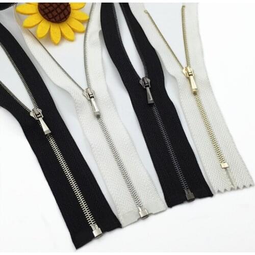 1# small zipper metal copper zip special clothing dress coat jacket zipper repair 2pcs 60cm 80cm 20cm pocket zipper black white