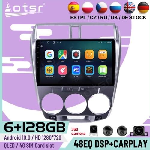 128G Carplay Multimedia Stereo Android Player For Honda City 2008 2009 2010 2011 2012 2013 GPS Navi Car Radio Receiver Head Unit