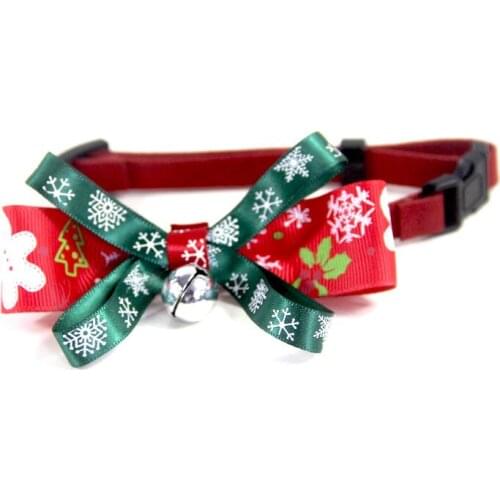 150PCS / LOT New Christmas Holiday Pet Dog Bow Tie With Silver Bell Holiday Pet Accessories