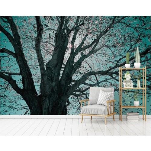 3d photo wallpaper custom mural Hand drawn oil painting big tree silhouette home decor wall paper in the living room