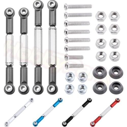 4pcs Adjustable Front & Rear Steering Tie Rod Linkage for WPL C14 C24 HengLong 1/16 RC Car Military Truck Spare Accessories