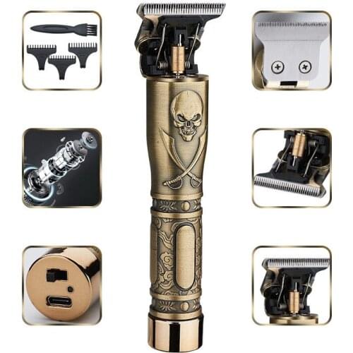 Cordless electric hair trimmer rechargeable hair clipper haircut machine beard trimmer hair cutter oil head white engraving