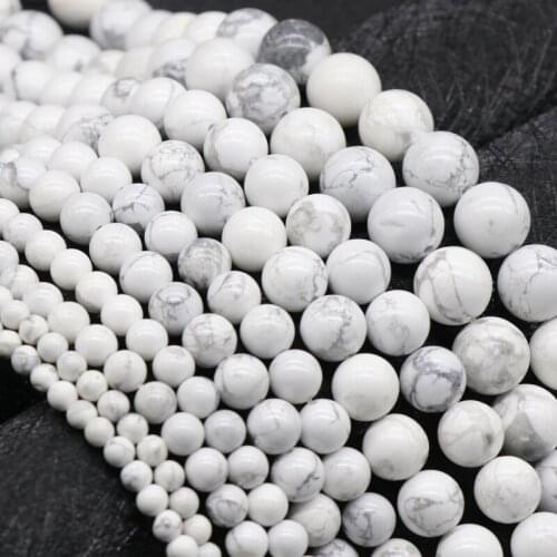 Jewelry Accessories Stone Spacer Beads 6/8/10mm White Turquoises Howlite Loose Stone Beads DIY Making for Bracelets Necklaces