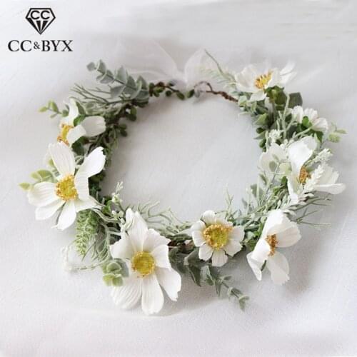 CC Floral Hairbands Children Crown Tiara Wedding Hair Accessories For Bridal Fairy Flower Yarn 100% Handmade Simple Design mq053