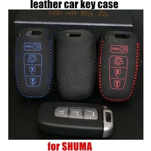 Car key case fit for KIA SHUMA car key case Hand sewing car key cover DIY car styling Genuine quality leather free shipping