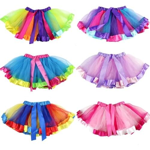 Children Skirt Girls Festival Performance Tutu European And American Hot Selling Colorful Mesh Tutu Skirt
