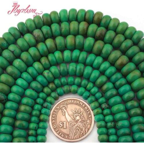 3x6 .4x8 .6x10mm Rondelle GreenTurquoise Stone Loose Beads For DIY Necklace Bracelets Jewelry Making 15" Free Shipping Wholesale