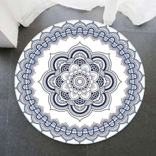 Mandala Pattern Round Rug Bohemian Style Non-slip Bath Mat Living Room Carpet Decoration Nordic Bathroom Mats and Rugs