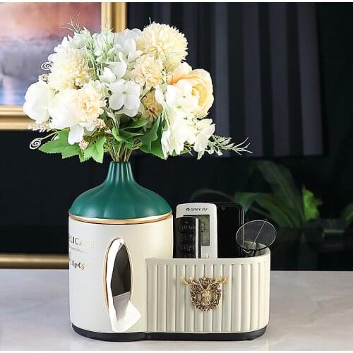 Light Luxury Creative Multifunctional Paper Towel Box Storage Box Roll Paper Box Table Club Living Room Flower Arrangement