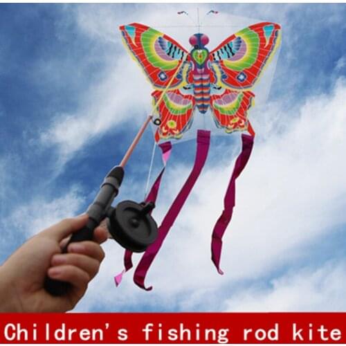 Outdoor Flying Toy Children Stunt Kite Family Party Game Tool Fishing Rod Kite Cartoon Butterfly Bee Goldfish Long Tail Games