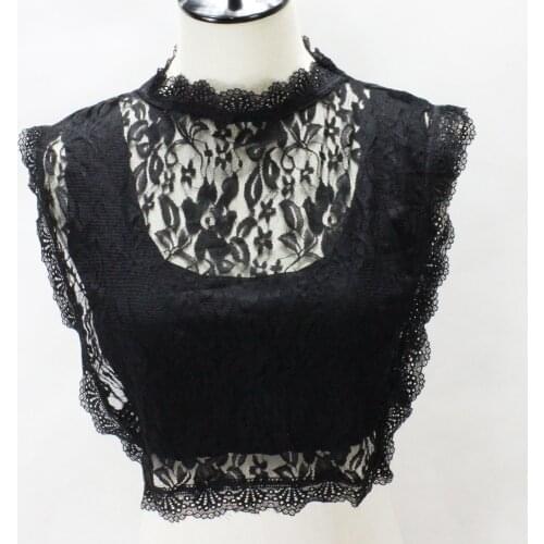 Linbaiway Fashion Lace Floral Mesh Black Fake Collars for Women Elegant Suits Dress False Collars Half Shirt Detachable Collar