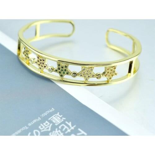 Trendy Zirconia Crystal Stars Slave Chain Bangles for Women Finger Hand Silver Color Stars Charm Bracelets Delicate CZ Bracelet