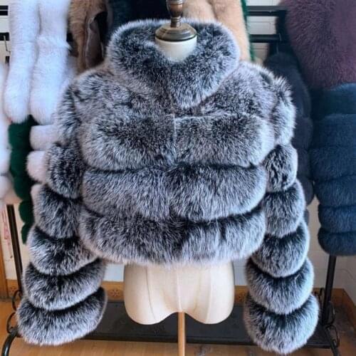 Fashion Cropped Fur Top Women Faux Fox Fur Coat Plus Size Turn Down Fur Collar Winter Coat Women Fluffy Fur Jacket