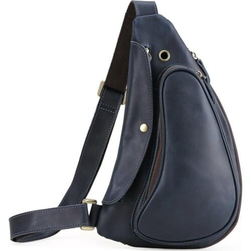 Man Chest Pack Bags Cow Leather Male Vintage New Business Travel Fashion Casual Brand Chest Bag Packs