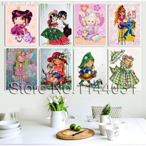 MYCELLA 5D Diamond Embroidery Cartoon Girls DIY Diamond Painting Full Diamond Mosaic Crafts Gifts Diamond Paintings Rhinestones