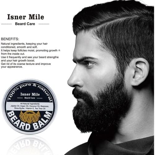 ISNER MILE Natural Beard Balm Professional For Beard Growth Organic Mustache Wax For Beard Smooth Styling 60g Leave-in