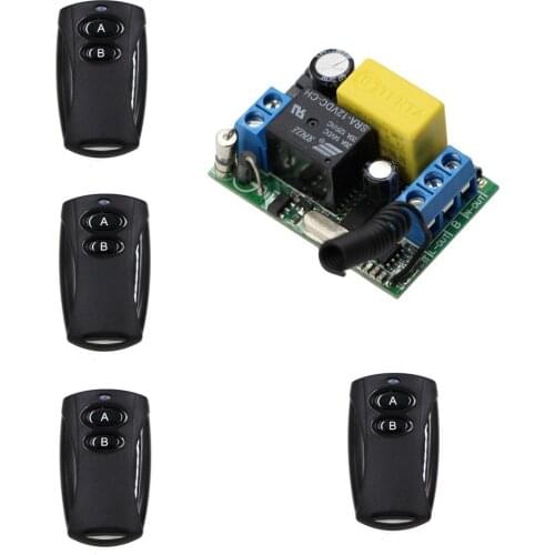 Newest AC 220V Wireless Remote Control Switch System Remote Power ON OFF 1CH 10A Wireless Relay Receiver + 4 X Transmitter