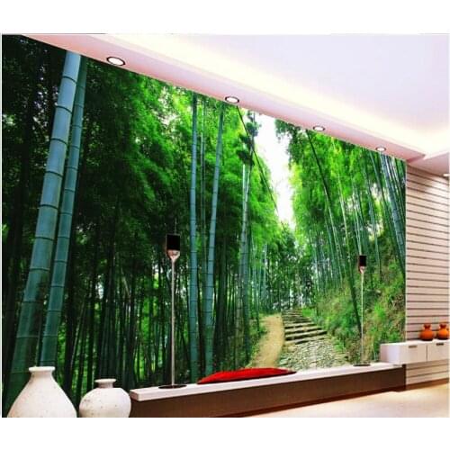 Wallpaper for walls roll Green Bamboo 3d murals wallpaper for living room 3d stereoscopic wallpaper