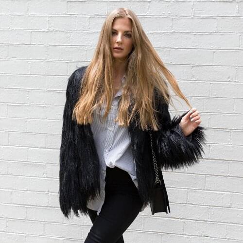 XXXL Floating Hair Jacket Fur Coat Imitation Fur Faux Fox Jackets Hairy Party Fur Warm Coat Plus Size Women Lady Fur Overcoat