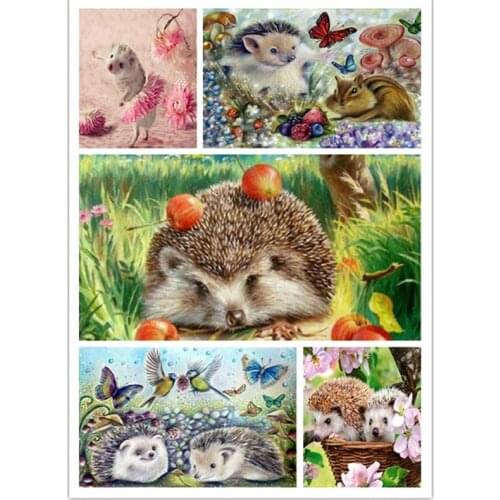 Full Diamond Embroidery Cute hedgehog icons 5D Diy Diamond Painting Cross Stitch flower picture square mosaic Rhinestone pattern