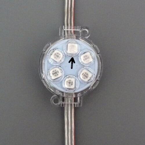 40mm diameter UCS2903 RGB full colo pixel module;DC24V input;6leds inside;20pcs a string;IP68 rated