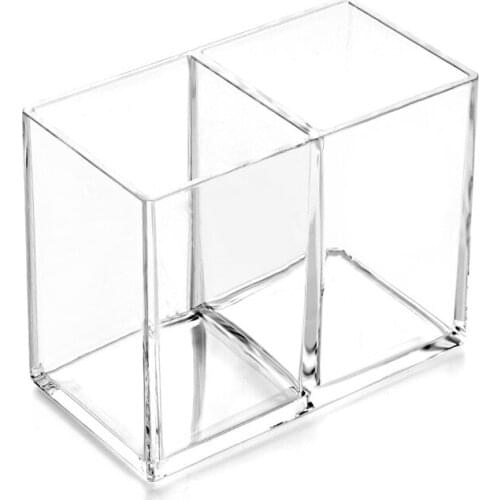 Clear Acrylic Makeup Brush Holder Pen Pencil Cup Holder Cosmetic Storage Case Desktop Stationery Organizer Compartments for Home