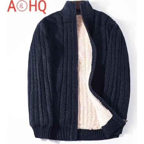 Plus Size M-6XL 7XL Lamb Cashmere Winter Men Sweaters Knitted Black Cotton Polyester Thicken Warm Cardigan Male 2021