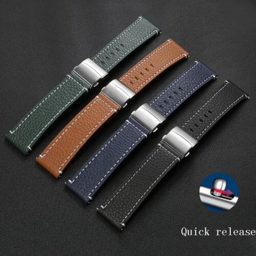 Lichee Pattern Cow Leather Strap 18 20 22mm Black Blue Soft Bracelet Suitable For Casio DW Citizen Watch Accessories