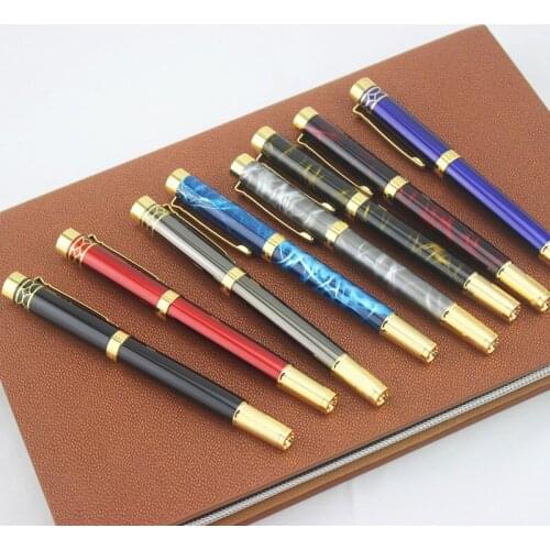 Luxury DIKA WEN black metal Roller ball pen with Gold carving cover school office stationery brand writing ball pen Gift