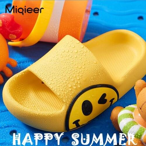 Children Slippers Summer Cartoon Smile Soft EVA Home Shoes Baby Boys Toddler Shoes Parent-child Sandals Slippers Kid Girl Slides