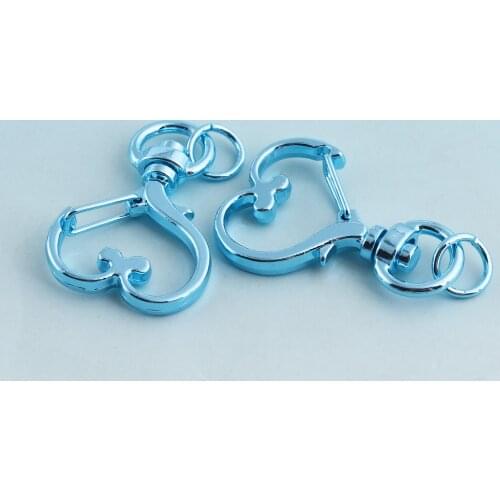 Blue Swivel Clasp heart shape Lanyard clasp key chains Swivel Snap Hook Purse strap clasp Metal Lobster Clasp Bag Clips