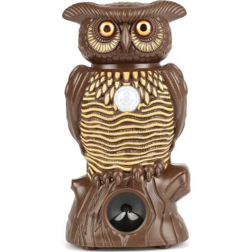 Owl Alert Owl Statue Pesticide-free Ultrasonic Pest Repeller Control Plastic Owl Statue with Light-up Eyes for Garden Yard Fence