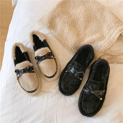 Warm Women Winter Shoes Plush Inside Loaferes Ladies Indoor Home Ladies Soft Comfortable Slip On Shoes U12-86